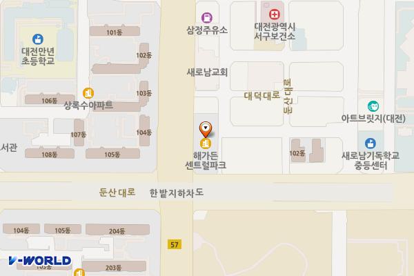 해가든센트럴파크(SP) 위치 지도 — 대전광역시 서구 대덕대로 366