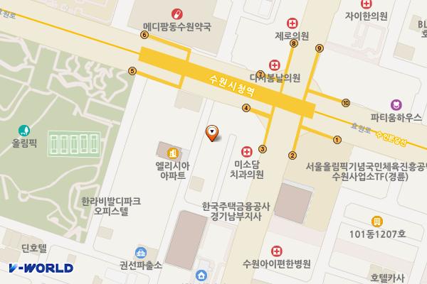 스페이스 앤 이룸타워(SP) 위치 지도 — 경기도 수원시 권선구 효원로266번길 11