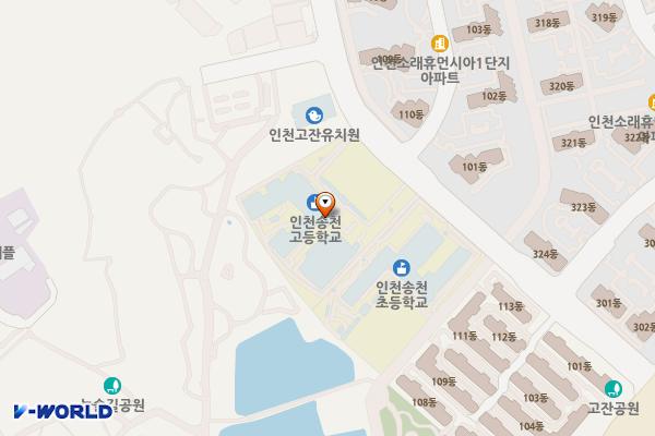 인천송천고등학교(SP) 위치 지도 — 인천광역시 남동구 앵고개로815번길 59