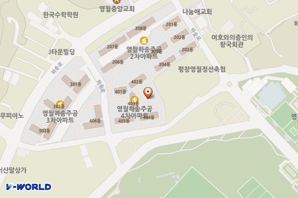 주공4차(아) 후면도로 위치 지도 — 강원특별자치도 영월군 영월읍 하송로 123-7
