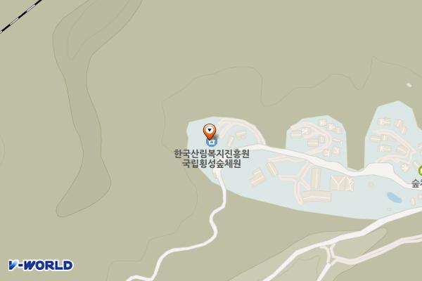 국립횡성숲체원(SP) 위치 지도 — 강원특별자치도 횡성군 둔내면 청태산로 777
