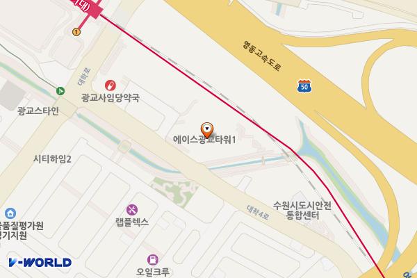 에이스광교타워1관리단24 위치 지도 — 경기도 수원시 영통구 대학4로 17