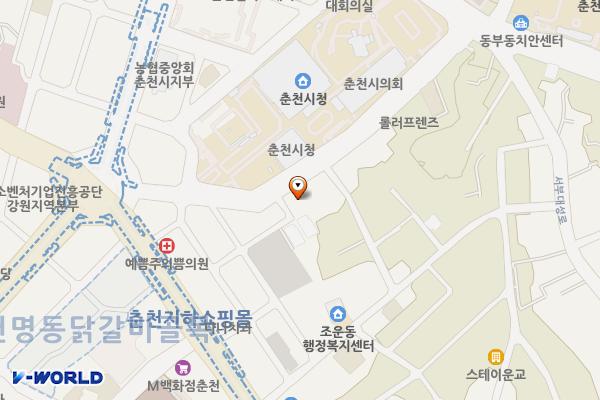 (주)대명종합관리/벨라시티 위치 지도 — 강원특별자치도 춘천시 시청길 20