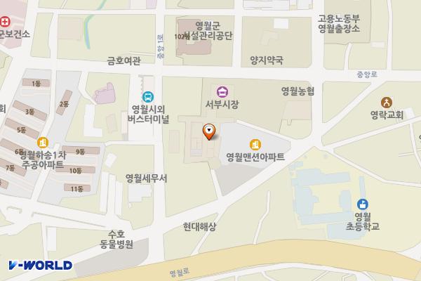 세무서-종합상가(양방향) 위치 지도 — 강원특별자치도 영월군 영월읍 서부시장길 12-11