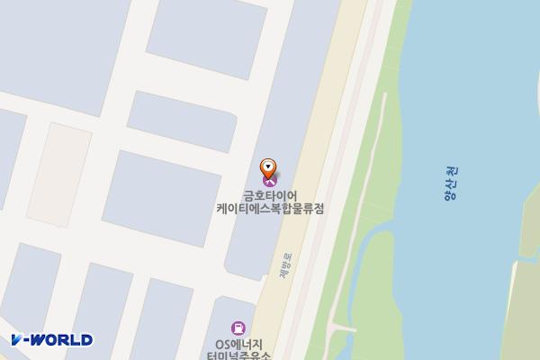 한국복합물류(주)양산터미널 관리편익동(T) 위치 지도 — 경상남도 양산시 물금읍 제방로 27