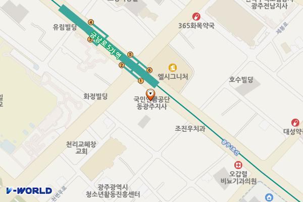 아모레퍼시픽 광주지점/(주)아모레퍼시픽(T) 위치 지도 — 전남광주통합특별시 동구 금남로 154-1