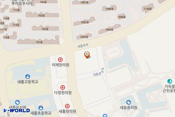해피라움W 관리단(T) 위치 지도 — 세종특별자치시 새롬중앙로 62-15