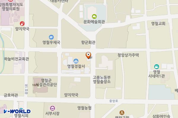 경찰서 우측(황금돼지 맞은편쪽) 위치 지도 — 강원특별자치도 영월군 영월읍 단종로 9