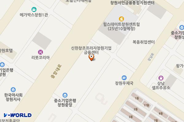 양지빌딩 관리단(SP) 위치 지도 — 경상남도 창원시 성산구 중앙대로 56