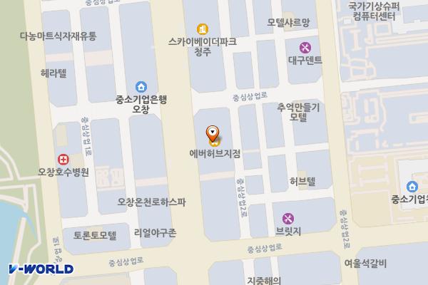 오창센트럴허브 관리단(SP) 위치 지도 — 충청북도 청주시 청원구 오창읍 중심상업로 48