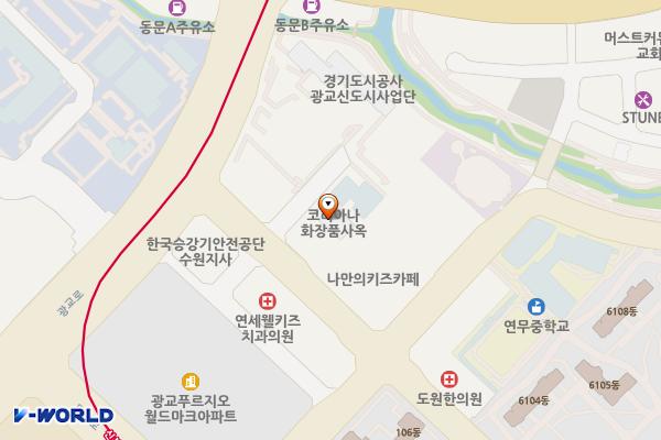 (주)코리아나화장품(SPB) 위치 지도 — 경기도 수원시 영통구 센트럴타운로 114-4