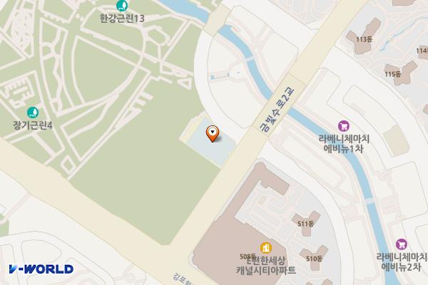 한강중앙공원 공영주차장 위치 지도 — 경기도 김포시 장기동 2001-1