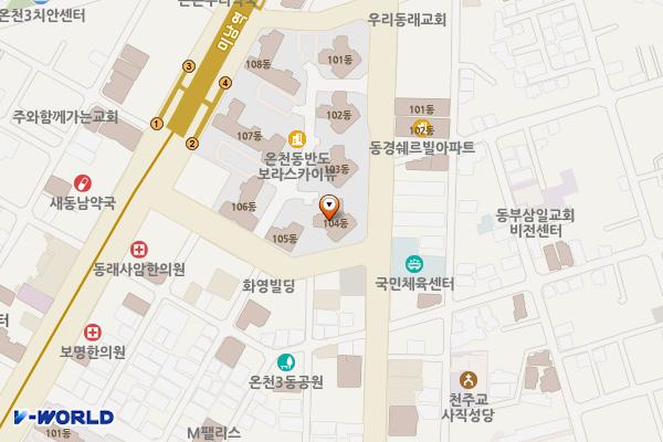 온천반도보라스카이뷰오피스텔 위치 지도 — 부산광역시 동래구 아시아드대로 234