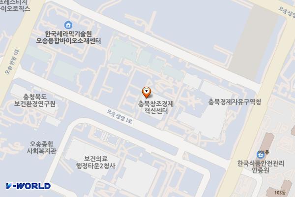 충북바이오산학융합원 위치 지도 — 충청북도 청주시 흥덕구 오송읍 오송생명1로 194-25
