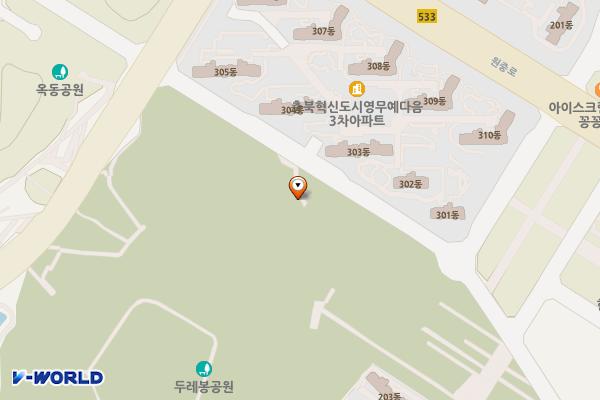 충북복합혁신센터 위치 지도 — 충청북도 진천군 덕산읍 공원로 43복합혁신센터 주차장