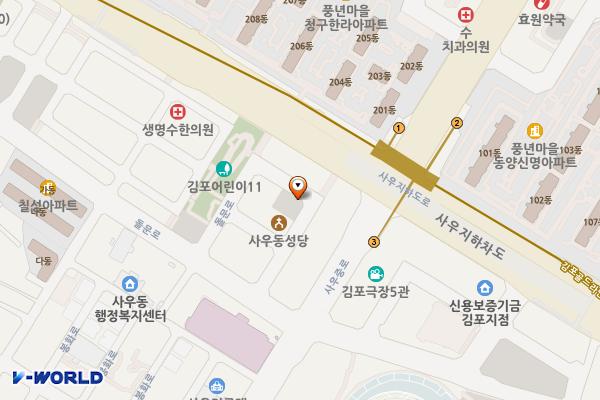 사우노외5 공영주차장 위치 지도 — 경기도 김포시 사우동 939