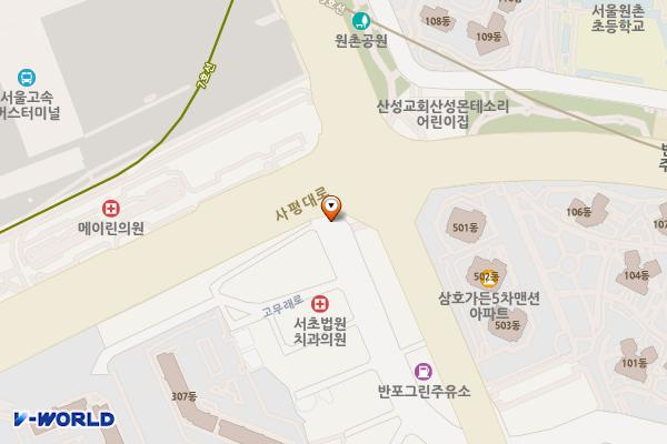 반포복개천 노상공영주차장 위치 지도 — 서울특별시 서초구 고무래로 35-2