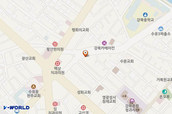 수유동 가오천 공영주차장 전기차 충전소 위치 지도 — 서울특별시 강북구 한천로150길 20