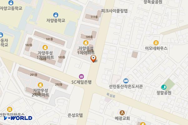 자양우성1차아파트 앞 전기차 충전소 위치 지도 — 서울특별시 광진구 자양번영로 45