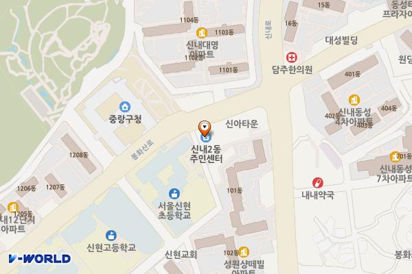 중랑구시설관리공단 복합청사 주차장 위치 지도 — 서울특별시 중랑구 봉화산로 190