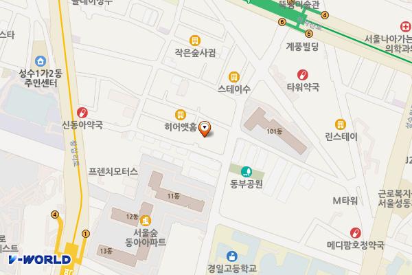 성수문화회관 주차장 B1 위치 지도 — 서울특별시 성동구 뚝섬로1길 43