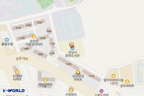 중원도서관 주차장 위치 지도 — 경기도 성남시 중원구 원터로17번길 46