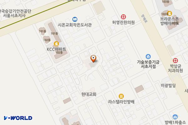 방배1동 공영주차장 (서울에너지공사) 위치 지도 — 서울특별시 서초구 방배로23길 31-6