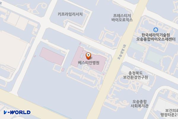 베스티안병원 (청주) (완속충전기) 위치 지도 — 충청북도 청주시 흥덕구 오송읍 오송생명1로 191