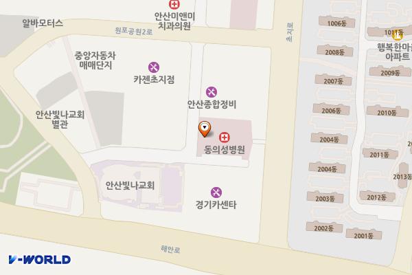 단원병원 (완속충전기) 위치 지도 — 경기도 안산시 단원구 원포공원1로 20