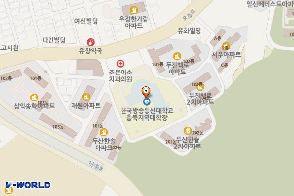 방송통신대학교 충북지역대학 (완속충전기) 위치 지도 — 충청북도 청주시 서원구 모충로 32