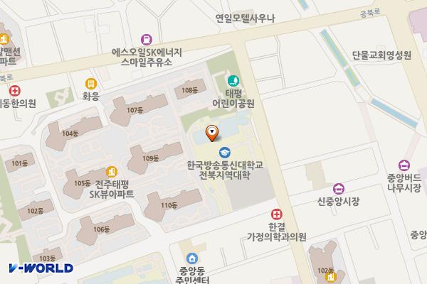 방송통신대학교 전북지역대학 (완속충전기) 위치 지도 — 전북특별자치도 전주시 완산구 태평3길 63