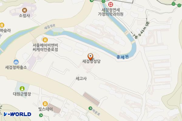 세검정성당 위치 지도 — 서울특별시 종로구 세검정로6길 38