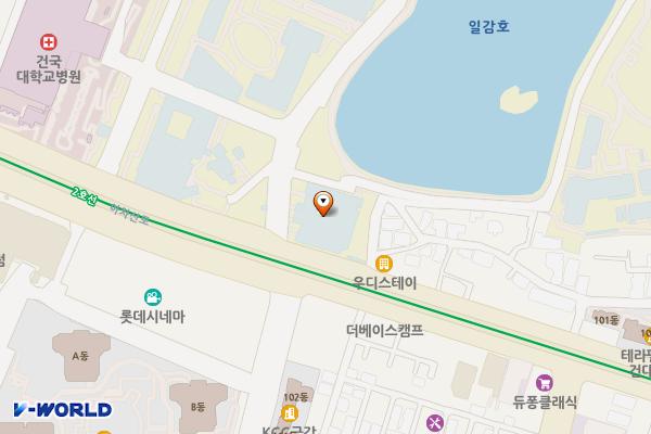 건국대학교 (완속충전기) 위치 지도 — 서울특별시 광진구 능동로 120