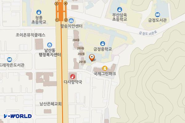 금정중학교 (완속충전기) 위치 지도 — 부산광역시 금정구 중앙대로 2104