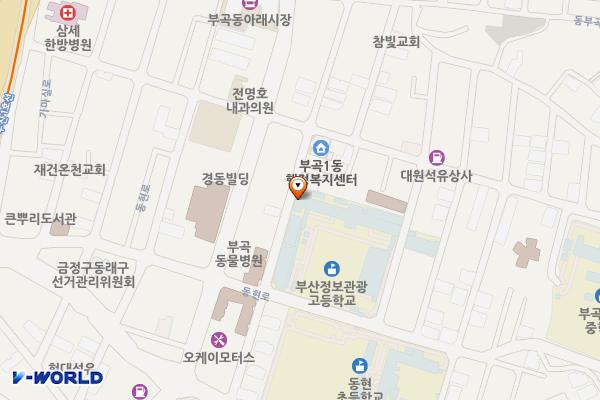부산정보관광고등학교 (완속충전기) 위치 지도 — 부산광역시 금정구 동현로 37