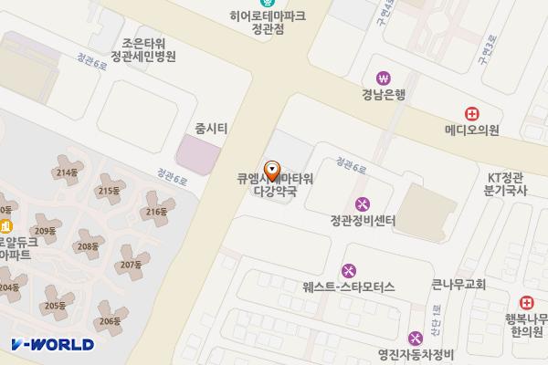 큐엠시네마타워 (완속충전기) 위치 지도 — 부산광역시 기장군 정관읍 정관6로 39