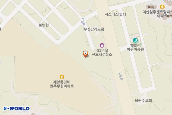 원주 중앙근린공원 (완속충전기) 위치 지도 — 강원특별자치도 원주시 시청로 160-10