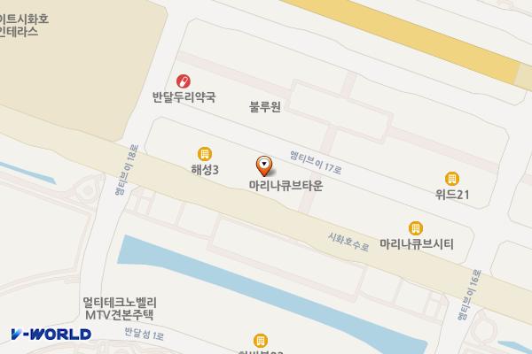 아티스큐브 오피스텔 관리단 위치 지도 — 경기도 안산시 단원구 시화호수로 623