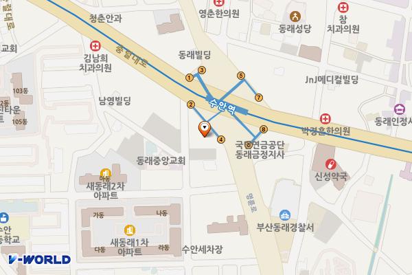 대붕빌딩 (완속충전기) 위치 지도 — 부산광역시 동래구 명륜로 83