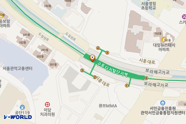 구로디지털단지역 고가 아래 공영주차장 위치 지도 — 서울특별시 구로구 도림천로 477
