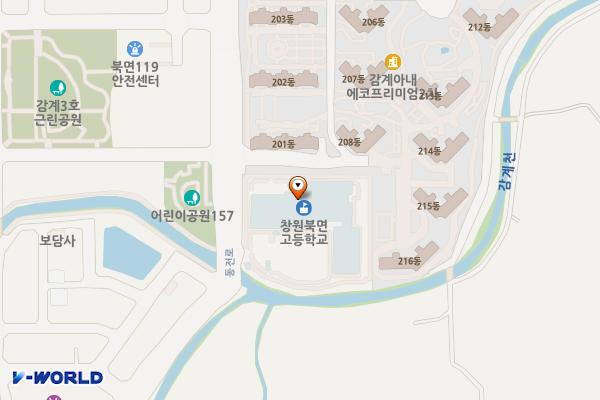 북면고등학교 위치 지도 — 경상남도 창원시 의창구 북면 동전로 36