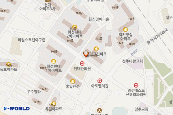 황성동현대APT 위치 지도 — 경상북도 경주시 황성로27번길 10