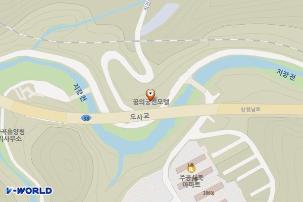 꿈의궁전 위치 지도 — 강원특별자치도 정선군 사북읍 지장천로 455