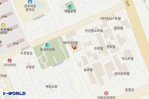 마리호텔 위치 지도 — 전북특별자치도 전주시 덕진구 아중중앙로 26