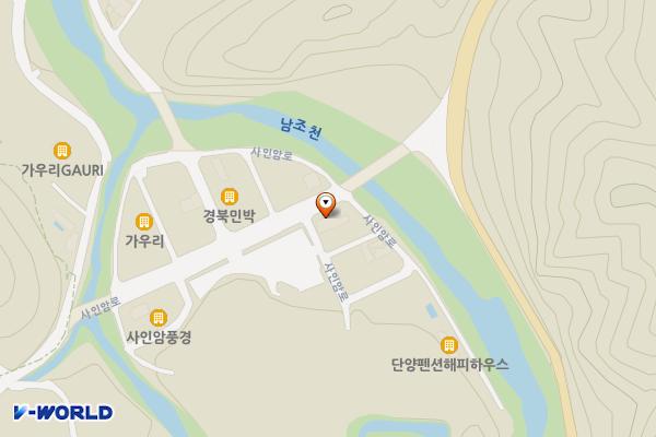 청개구리펜션 위치 지도 — 충청북도 단양군 대강면 사인암로 390