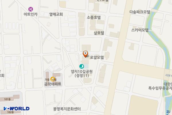 렉스호텔 위치 지도 — 충청남도 천안시 서북구 양지8길 10-4