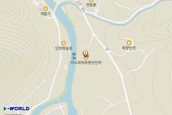 미소와여유팬션 위치 지도 — 충청북도 단양군 영춘면 남천계곡로 244