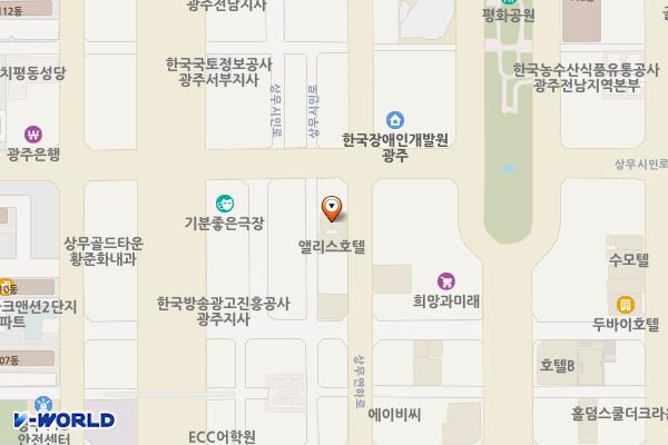 맨하탄호텔 위치 지도 — 전남광주통합특별시 서구 상무연하로 73