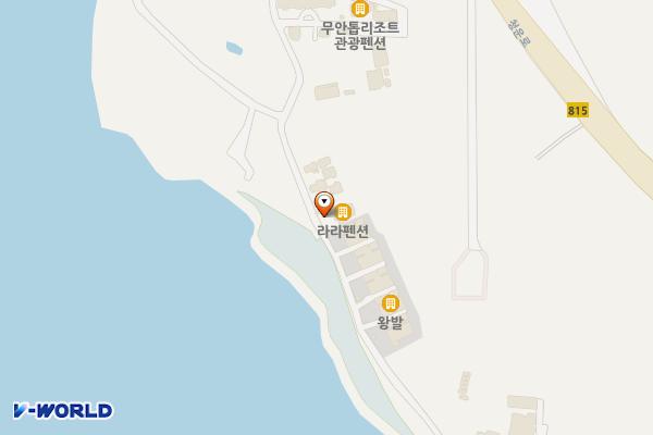 라라펜션 위치 지도 — 전남광주통합특별시 무안군 망운면 톱머리길 98