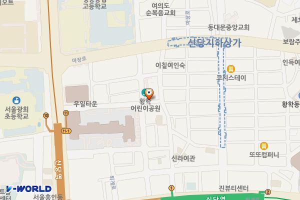 황학어린이공원공영주차장 위치 지도 — 서울특별시 중구 다산로48길 33